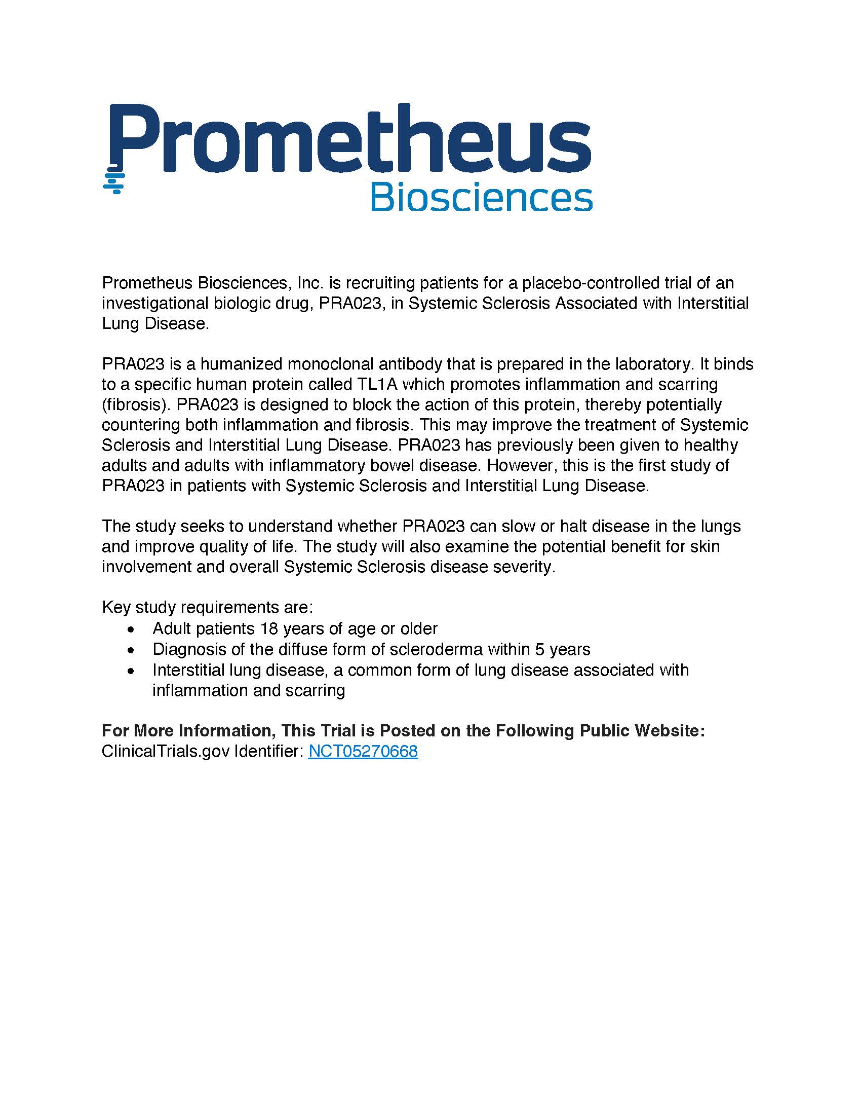 Prometheus Biosciences Study For NSF