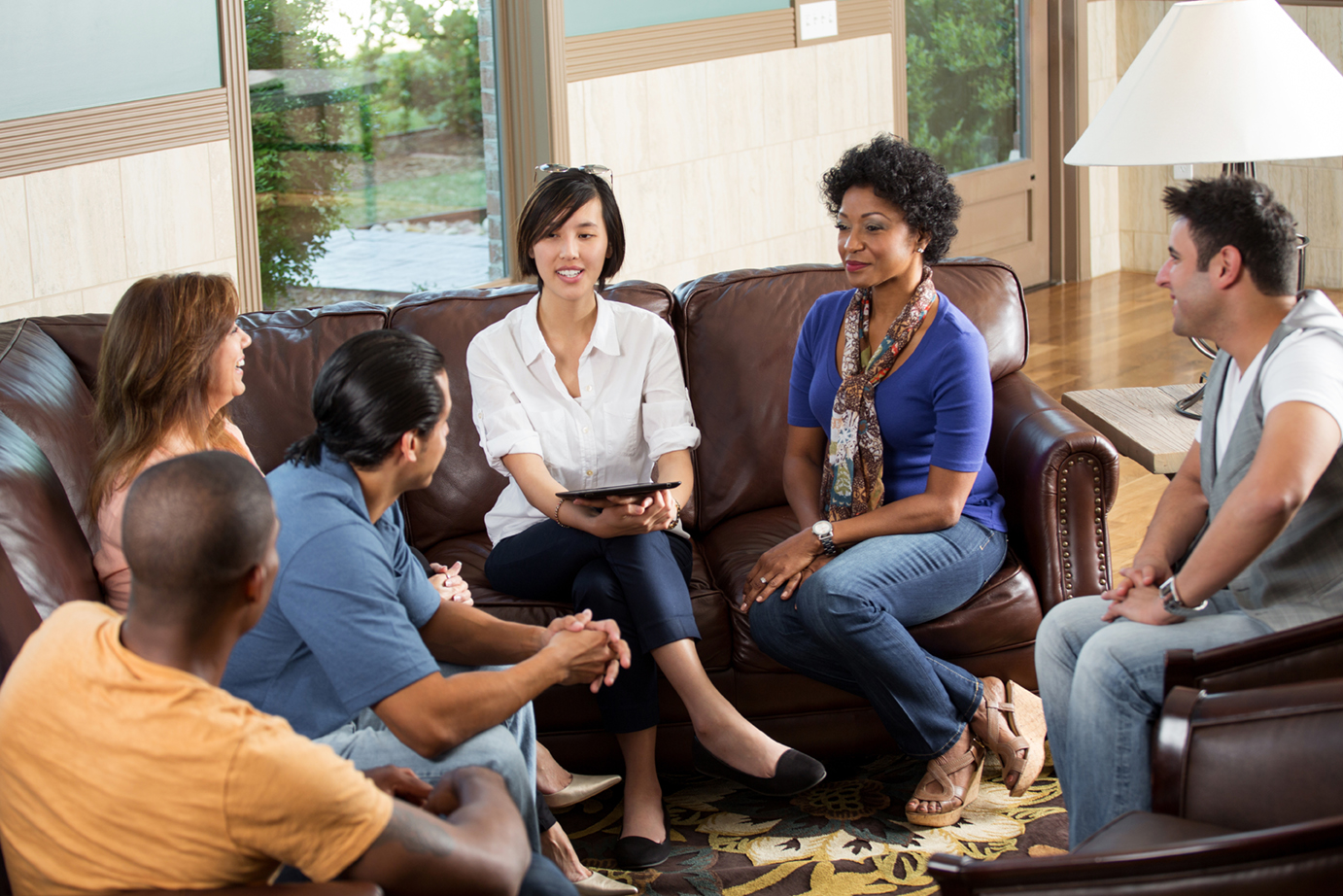 support group stock photo ethnic young adults