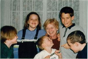 Kay with her five Grandkids